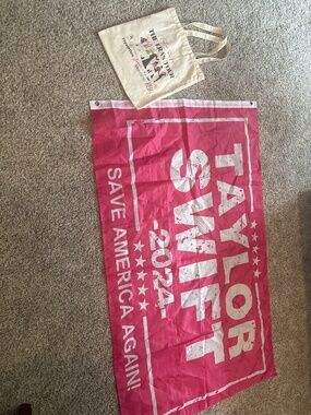 Taylor Swift bag and flag